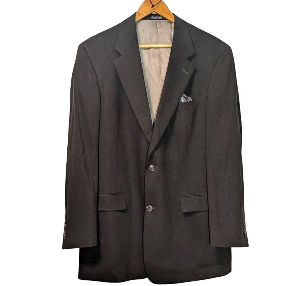 Burberrys of London Mens 43R Blazer Sport Coat Dark Brown‎ Wool Two Button